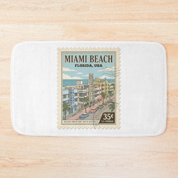 Item preview, Miami Beach Ocean Drive Art Deco Travel Stamp designed and sold by k3rstman1.