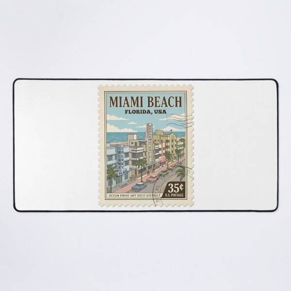 Item preview, Miami Beach Ocean Drive Art Deco Travel Stamp designed and sold by k3rstman1.