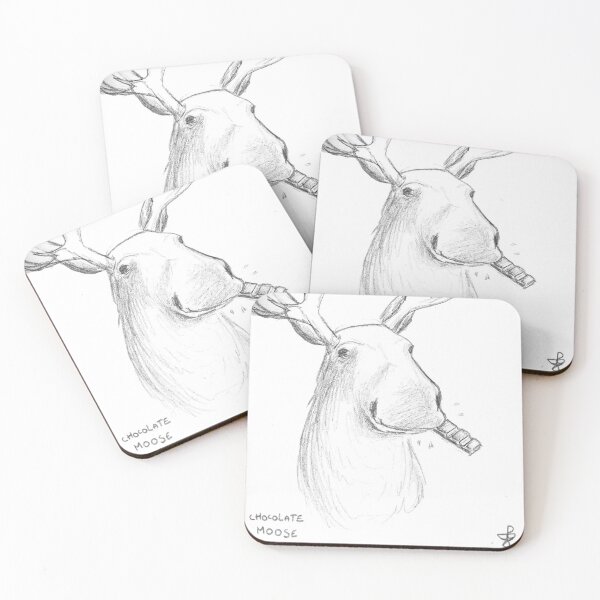 Item preview, Chocolate Mousse Moose Eating Chocolate Hand Drawn Pencil Drawing White Background designed and sold by BOKEbyTC.