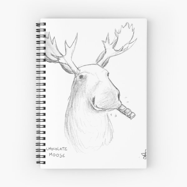 Item preview, Chocolate Mousse Moose Eating Chocolate Hand Drawn Pencil Drawing White Background designed and sold by BOKEbyTC.