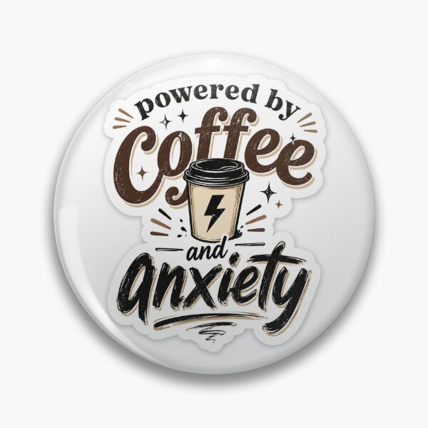 Item preview, Pegatina "Impulsado por el café y la ansiedad" – Diseño divertido con cita sobre una taza de café designed and sold by CosmoMerchStore.