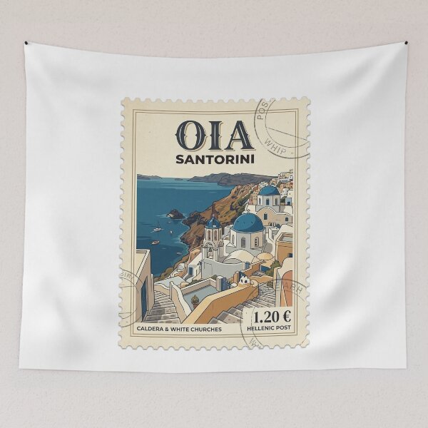 Item preview, Santorini Oia Caldera White Church Travel Stamp designed and sold by k3rstman1.