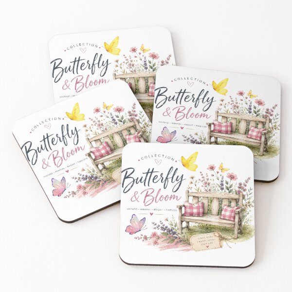 Item preview, Butterfly Garden Bench | Cottagecore Floral Art designed and sold by Nicha Studio.