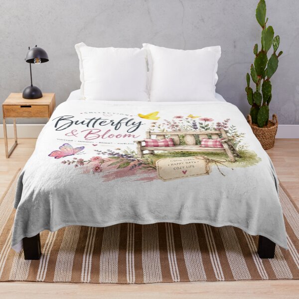 Item preview, Butterfly Garden Bench | Cottagecore Floral Art designed and sold by Nicha Studio.