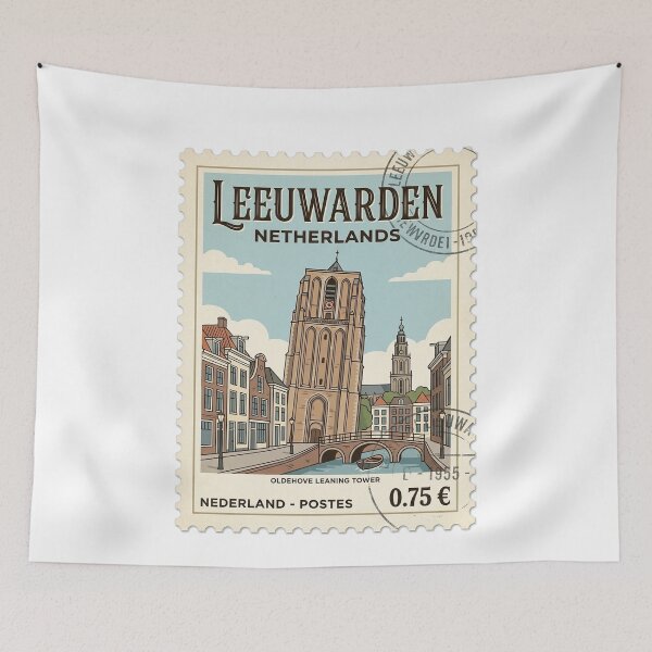 Item preview, Leeuwarden Netherlands Oldehove Leaning Tower Travel Stamp designed and sold by k3rstman1.