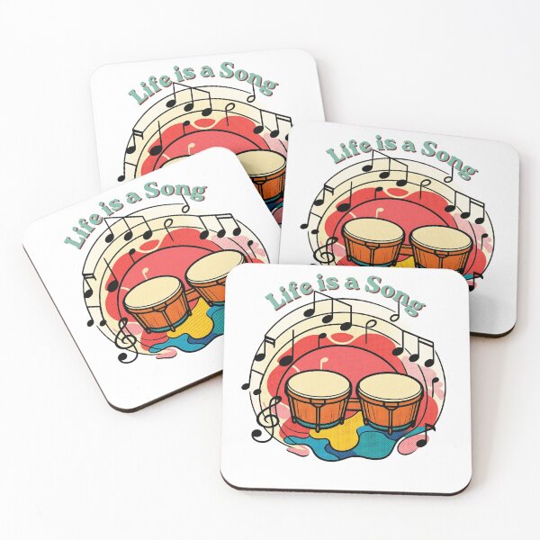 Item preview, Life Is A Song Vintage Bongo Drums Music Notes Pop Art designed and sold by Alexacarmen.