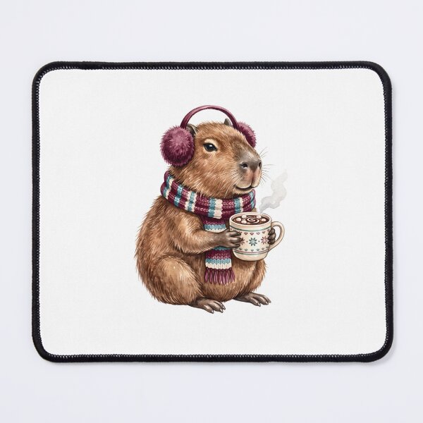 Item preview, Capybara wearing earmuffs scarf designed and sold by Steele-Art.