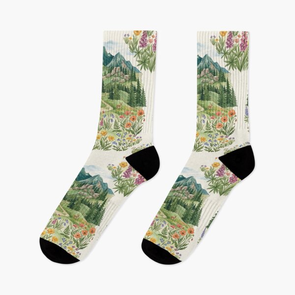 Item preview, Watercolor Mountain Wildflower Meadow Seamless Pattern designed and sold by Tem‑Tip of pen.