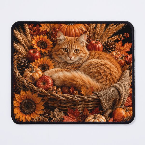 Item preview, Cozy Autumn Harvest Orange Cat designed and sold by ASWIN STUDIO.