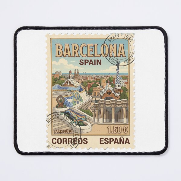 Item preview, Vintage Barcelona Park Güell Travel Stamp designed and sold by k3rstman1.