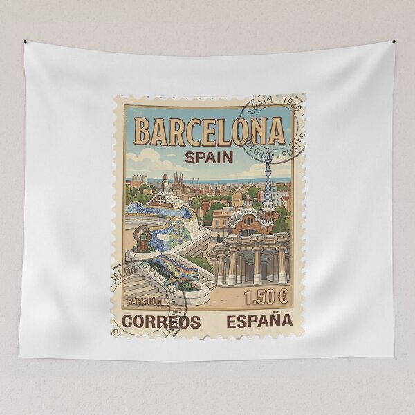 Item preview, Vintage Barcelona Park Güell Travel Stamp designed and sold by k3rstman1.