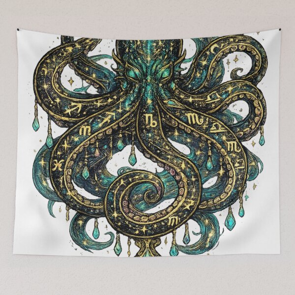 Item preview, Cosmic Zodiac Octopus | Celestial Sea Monster | Mystical Astrology Ocean Art designed and sold by irfanshikh.