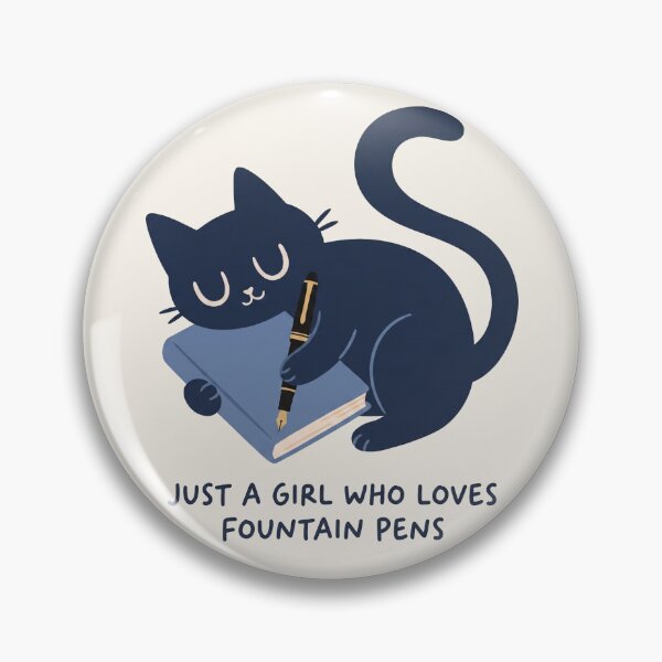 Item preview, Just A Girl Who Loves Fountain Pens - Cute Sleeping Black Cat & Journal Art designed and sold by Graphicarium Shop.