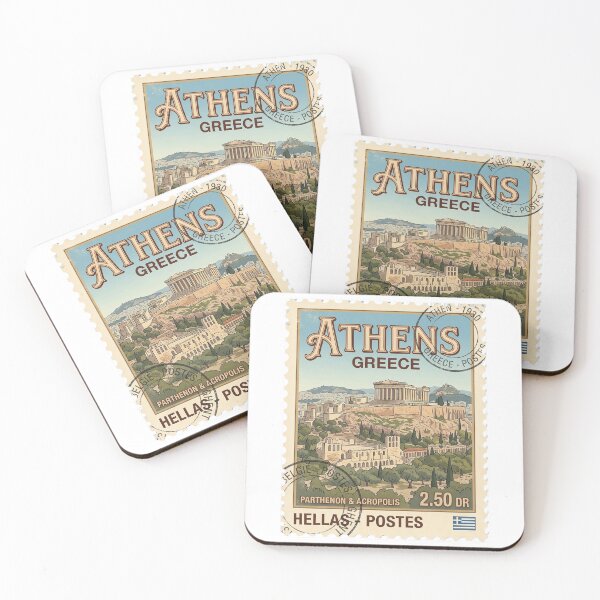 Artikelvorschau, Vintage Athen Griechenland Parthenon Akropolis Reisebriefmarke entworfen und verkauft von k3rstman1.