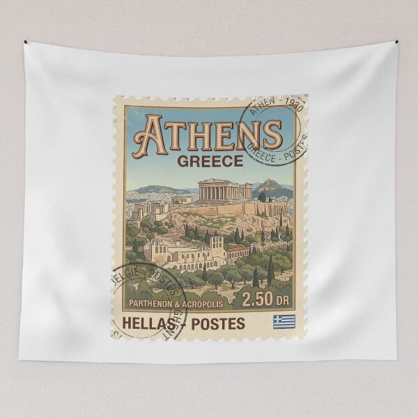 Item preview, Vintage Athens Greece Parthenon Acropolis Travel Stamp designed and sold by k3rstman1.