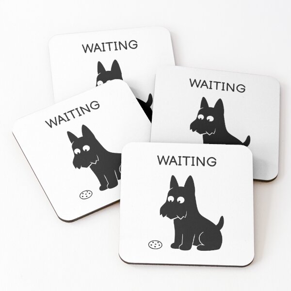Item preview, Waiting Funny Black Dog Sticker designed and sold by FUEGO & NOX.