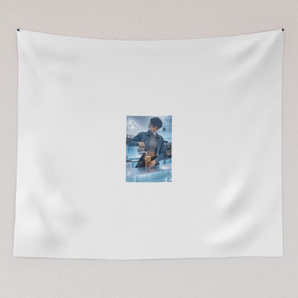 Item preview, Barista in cool denim pouring iced coffee designed and sold by CathryneDelamort.