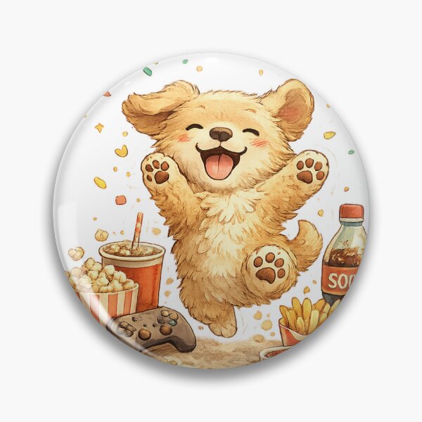 Item preview, Snack Attack | Happy Gamer Dog | Cute Gaming & Fast Food Illustration designed and sold by Shruz.
