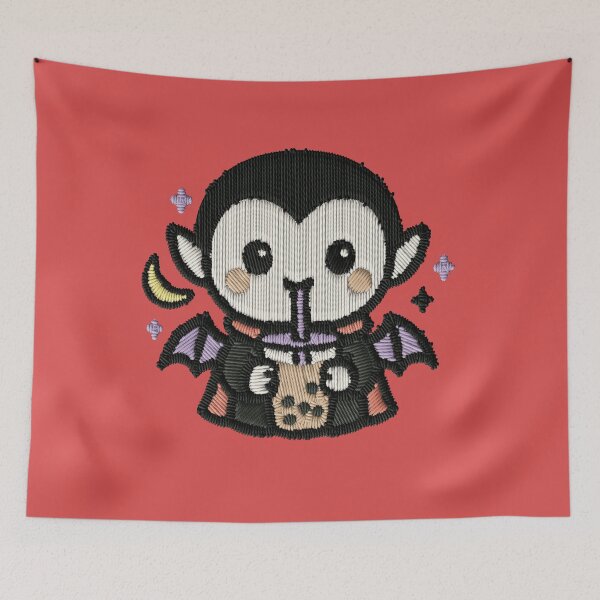Item preview, Kawaii Vampire Boba Tea Embroidery Patch Sticker designed and sold by · GAMING SOUL ·.