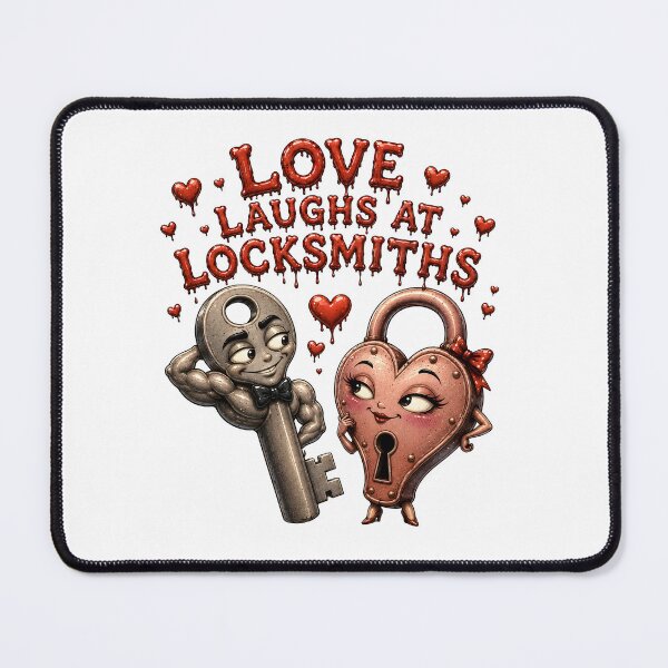Item preview, Love Laughs at Locksmiths - Funny Key Lock Couple Creepy Cute Romance Art designed and sold by HorrorWorldWeb.
