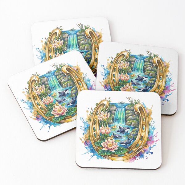 Item preview, Whimsical Sea Dolphins and Flowers Horseshoe Clipart designed and sold by Mnrrstudio.