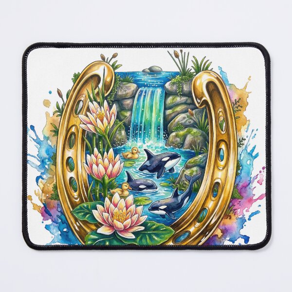 Item preview, Whimsical Sea Dolphins and Flowers Horseshoe Clipart designed and sold by Mnrrstudio.