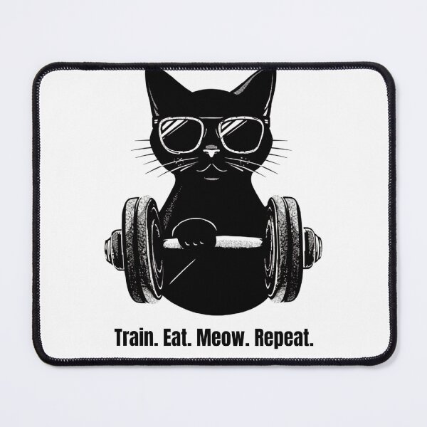 Item preview, Funny Gym Cat - Train. Eat. Meow. Repeat. Workout T-Shirt designed and sold by AhmedRezqq.