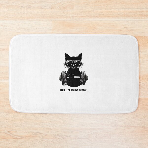 Item preview, Funny Gym Cat - Train. Eat. Meow. Repeat. Workout T-Shirt designed and sold by AhmedRezqq.