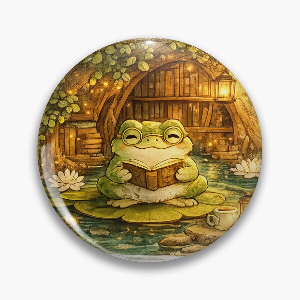 Item preview, Lily Pad Library | Cozy Reading Frog | Cute Book Lover Frog Illustration designed and sold by Shruz.