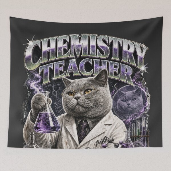 Item preview, Chemistry Teacher Grey Cat Science Vintage Graphic T-Shirt | Funny Chemistry Professor STEM Teacher Gift designed and sold by illeN-Art-World.