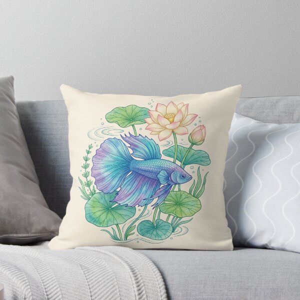 Item preview, Watercolor Betta Among Lotus designed and sold by Aureluxe.