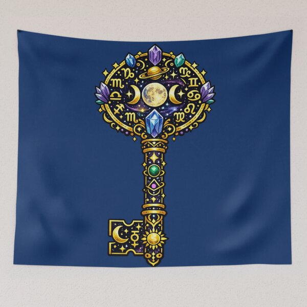 Item preview, Celestial Zodiac Key | Cosmic Moon Magic | Astrology Fantasy Illustration designed and sold by irfanshikh.