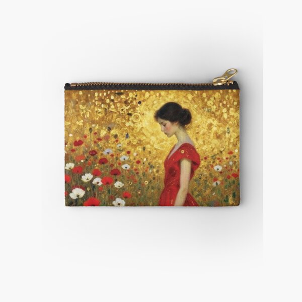 Item preview, Woman in Red Gown Amidst Poppies, Klimt Style designed and sold by Lucia Amaris Art.