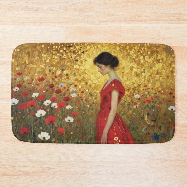 Item preview, Woman in Red Gown Amidst Poppies, Klimt Style designed and sold by Lucia Amaris Art.