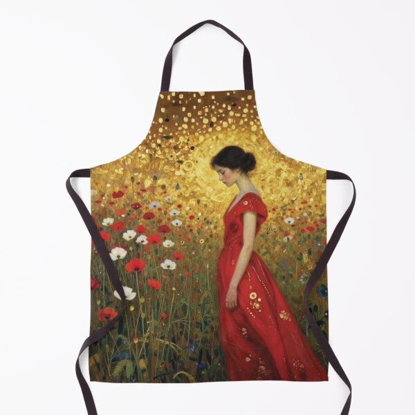 Item preview, Woman in Red Gown Amidst Poppies, Klimt Style designed and sold by Lucia Amaris Art.