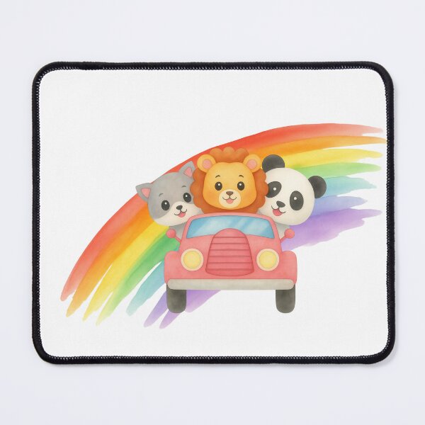 Item preview, Cute Animals Driving Red Car with Rainbow designed and sold by Alexacarmen.