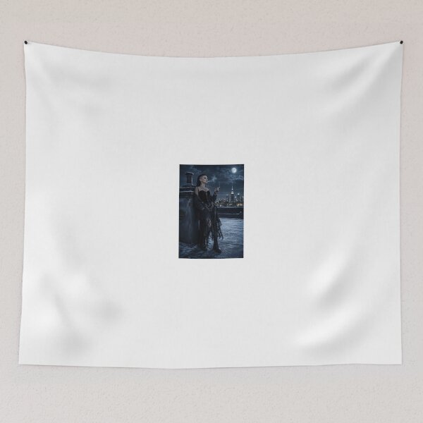 Item preview, Goth woman in cool black lace on snowy roof designed and sold by CathryneDelamort.