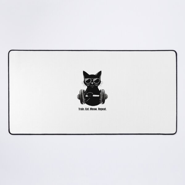 Item preview, Funny Gym Cat - Train. Eat. Meow. Repeat. Workout T-Shirt designed and sold by AhmedRezqq.