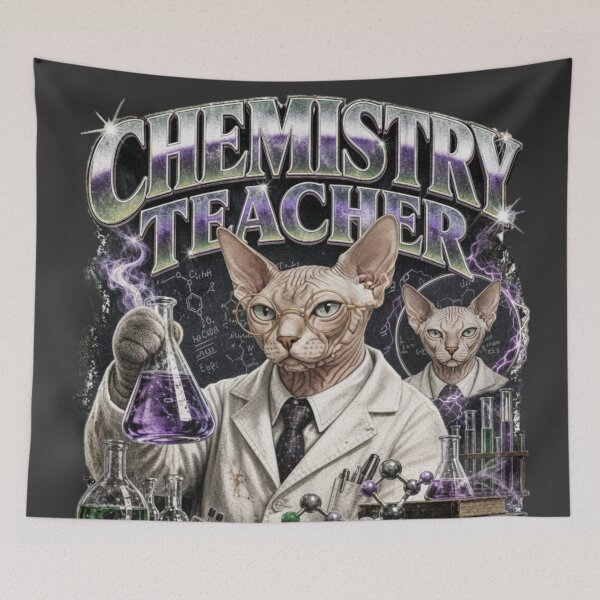 Item preview, Sphynx Cat Chemistry Teacher Vintage Graphic T-Shirt | Funny Hairless Cat Science Professor Gift designed and sold by illeN-Art-World.