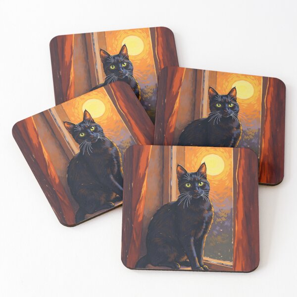 Item preview, Black Cat by Window at Golden Sunset designed and sold by store52.