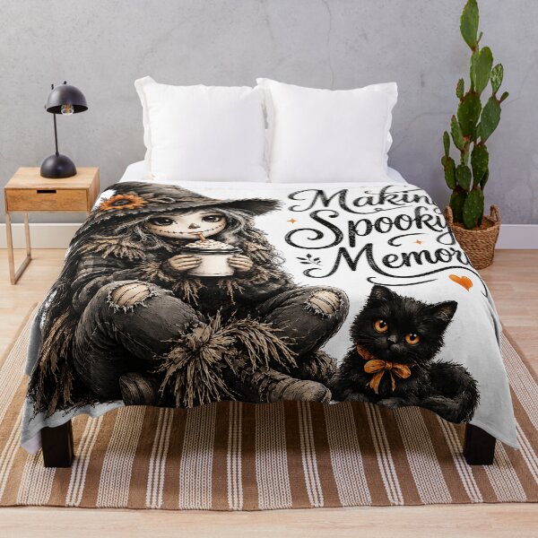 Item preview, Making Spooky Memories Cute Halloween Witch Girl and Cat designed and sold by KaramTshirts.
