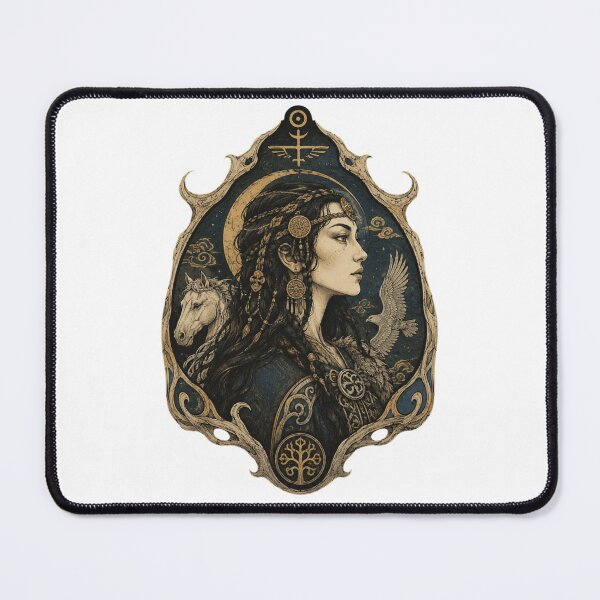 Item preview, Umay Turkic Goddess Woodcut Design designed and sold by Qorvun.