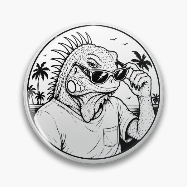 Item preview, Cool Tropical Iguana Wearing Sunglasses – Black and White Line Art designed and sold by OG-CONTROL-P.