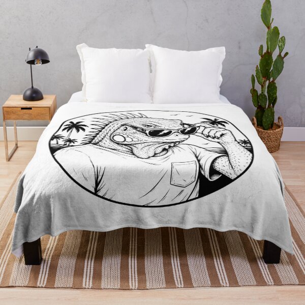 Item preview, Cool Tropical Iguana Wearing Sunglasses – Black and White Line Art designed and sold by OG-CONTROL-P.