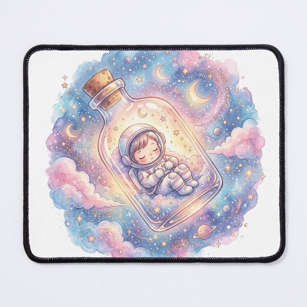 Item preview, Kawaii Astronaut Sleeping in a Starry Glass Bottle | Pastel Dreamy Galaxy Art designed and sold by RoyArt0.
