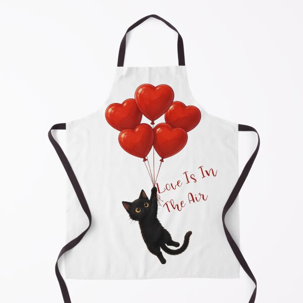 Item preview, Love Is In The Air – Cute Black Cat with Heart Balloons Valentine Design designed and sold by BlackCat Vibe.
