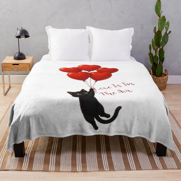 Item preview, Love Is In The Air – Cute Black Cat with Heart Balloons Valentine Design designed and sold by BlackCat Vibe.