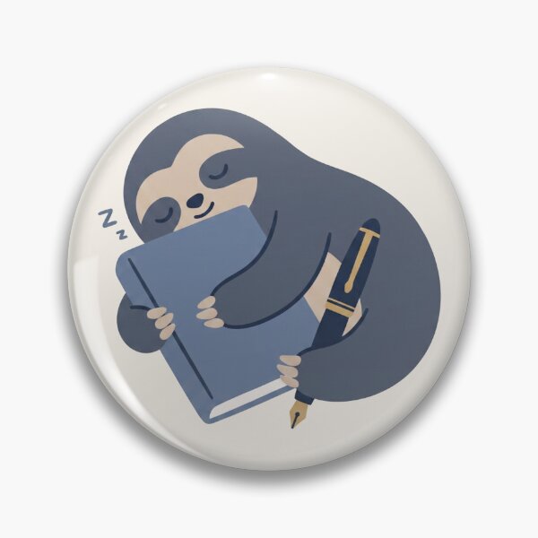 Item preview, Adorable Sloth with a Fountain Pen and Journal – Artwork for Stationery & Journaling Fans designed and sold by Graphicarium Shop.