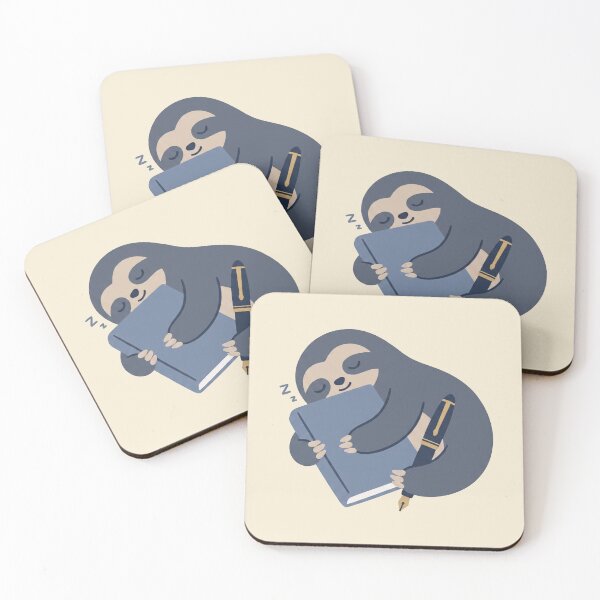Item preview, Adorable Sloth with a Fountain Pen and Journal – Artwork for Stationery & Journaling Fans designed and sold by Graphicarium Shop.