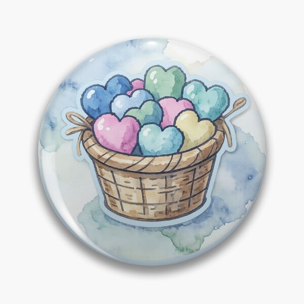 Item preview, Pastel Heart Basket Watercolor Sticker designed and sold by Hari Arts.